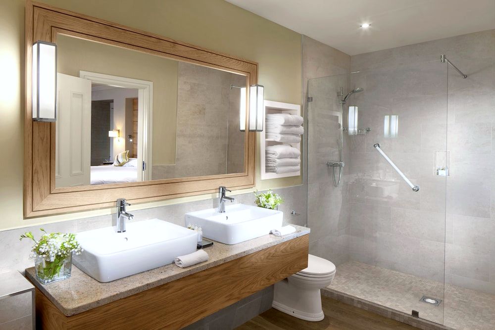 A clean, modern bathroom