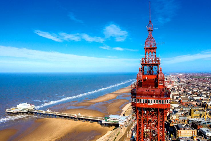 Blackpool Tower and Central Pier from the air